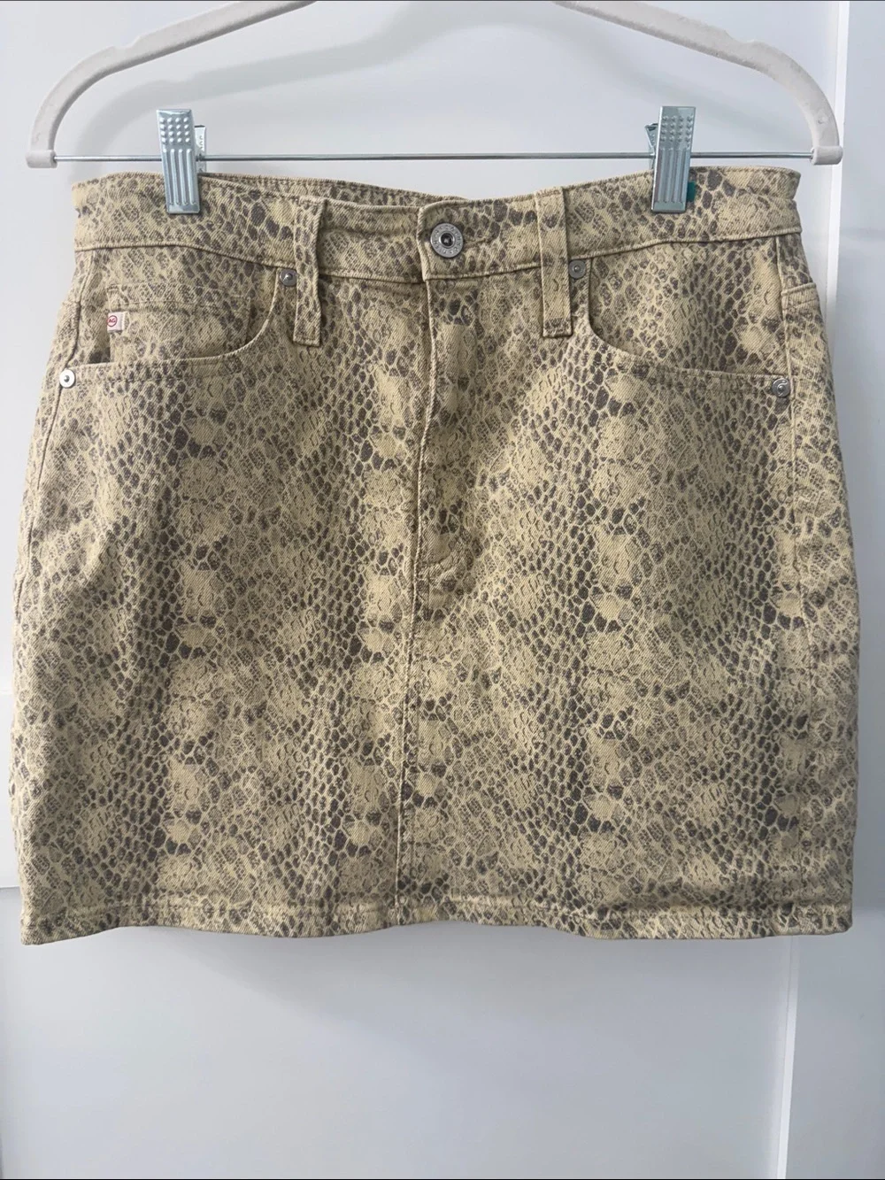 AG Adriano Goldschmied The Vera Snake-Print Mini Skirt